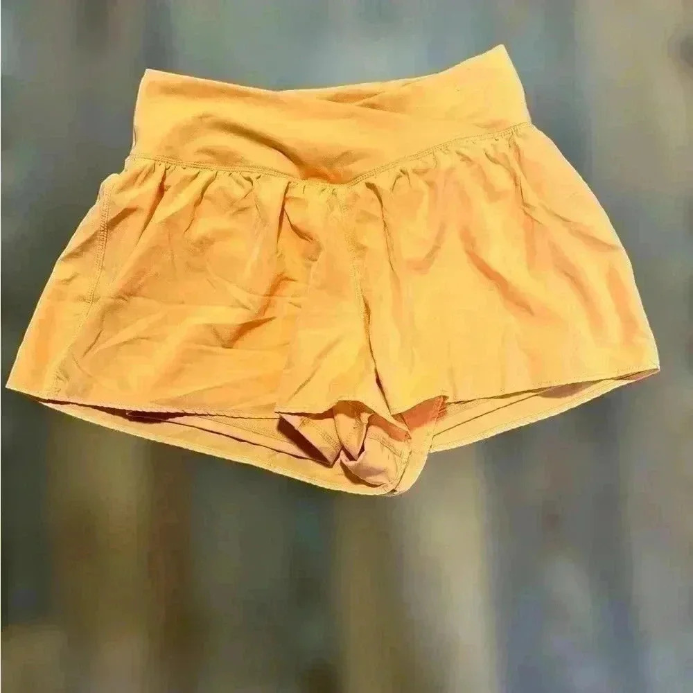 Happily Grey Orange Criss Cross Waist Shorts, Size Large
